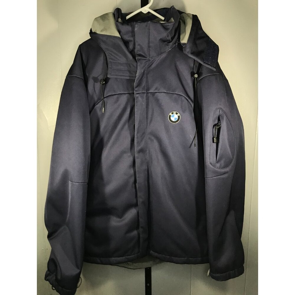 BMW XL Zip Up Winter Coat 3 in 1 Removable Hood & liner Jacket Blue Dealership